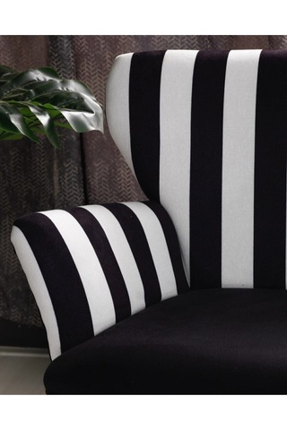 Enfiga Çay Seti Koltuk 2+1+1 Kollu Zebra Desen Siyah Beyaz Salon Kafe Balkon Otel Ofis Berjer Ikili Çok Renkli