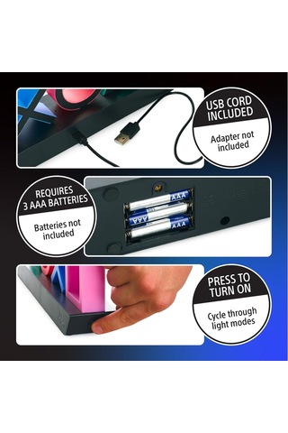 Teltree Oyun Konsolu Simge Stili Renkli Işık, 3 Aydınlatma Modu, Müzik Etkileşimli, Usb/batarya Beslemeli Odası Dekoratif Aydınlatma Lambası Siyah