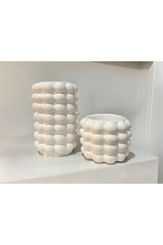 Bubble Vazo Alçı Set Beyaz