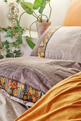 Folk Art Tek Kişilik Nevresim Takimi Vizon.