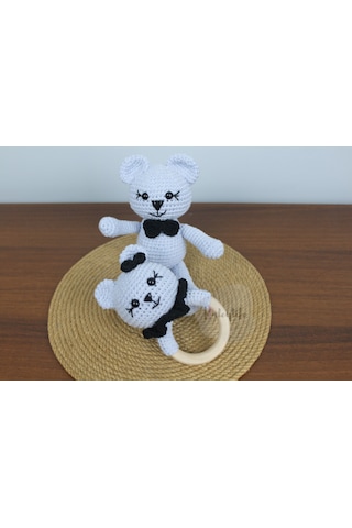 Aley Life Amigurumi Organik Ayıcık Bebek Ve Çıngırak Diş Kaşıyıcı