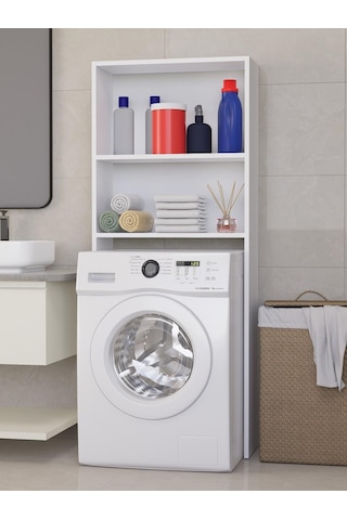 %100 Mdf Çamaşır Ve Kurutma Makinesi Dolabı, Beyaz Açık Raflı Çamaşır Makinesi Üstü Düzenleyicisi Beyaz
