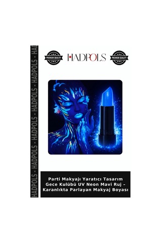 Parti Makyajı Yaratıcı Tasarım Gece Kulübü Uv Neon Mavi Ruj Karanlıkta Parlayan Makyaj Boyası Belirtilmemiş