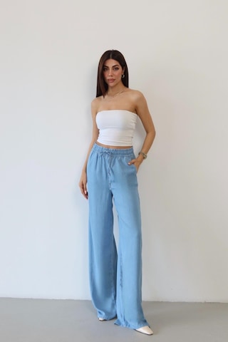 Lacarino 8298 Kadın Palazzo Jean Pantolon Lıght Blue