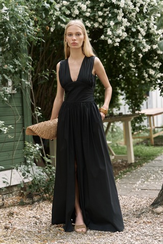 Mai Collection Mai Studios Co. Emilia Korse Detay Siyah Uzun Elbise siyah