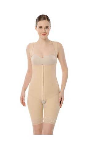 Variteks 218 Agraflı Göğüs Altı- Diz Üstü / Sırtı Kapalı Liposuction Korse Siyah