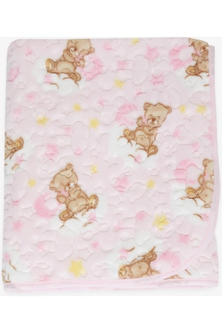 Breeze Golden Yenidoğan Bebek Battaniyesi Emboss Kabartma Ayıcık Desenli Pembe - Pembe