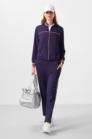 Koyu Mor Yumuşak Dokulu Triko Dik Yaka Oversize Kadın Eşofman Takım - 95350 Koyu Mor