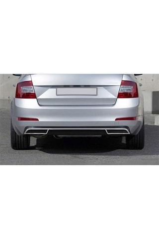 Woc Chrome Skoda Octavia A7 Krom Arka Difüzör 2013-2019 3 Parça Paslanmaz Çelik