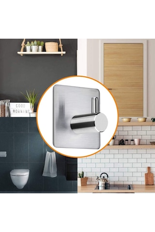 Kendinden Yapışkanlı Havlu Askısı, Bornoz İçin Paslanmaz Çelik Havlu Askısı, Duvar Askısı - 6 Adet Çok Renkli