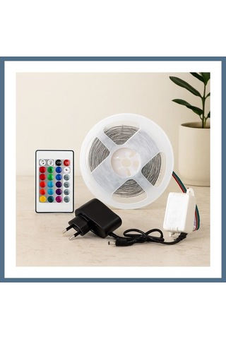 Buradabulabilirsin 4.5 M Rgb Led Şerit 54 Led/m Kumandalı Adaptörlü Bbz