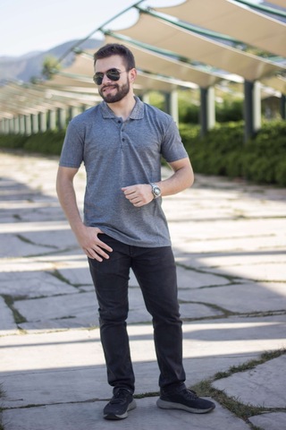 Azıcık Akıllı Erkek Antrasit Basic Slim Fit Düz Sade Polo Yaka Tişört 20eply0001 001