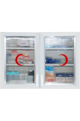 Çelik Ayna Çift Kapaklı Büyük Ecza Dolabı İlk Yardım Dolabı 846