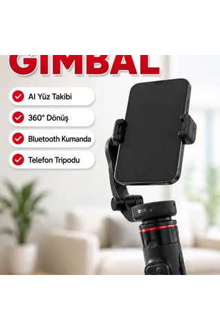 Aı Yüz Takipli 360 Gimbal Selfie Stick Bluetooth Kumandalı Uzayabilir Telefon Tripodu