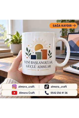 Kişiye Özel Motivasyon Kupası Yeni İş Ve Mezuniyet Hediyesi Beyaz - Beyaz