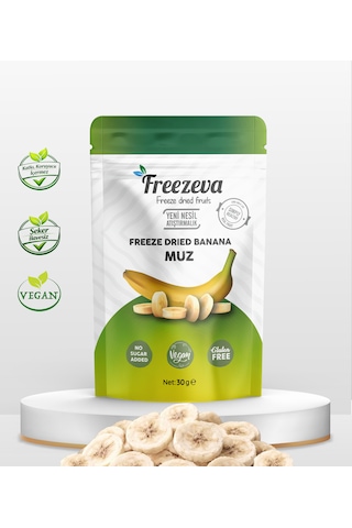 Dondurularak Kurutulmuş Muz 30 Gr - Freeze Dried Muz Kuru Meyve Cipsi 30 G
