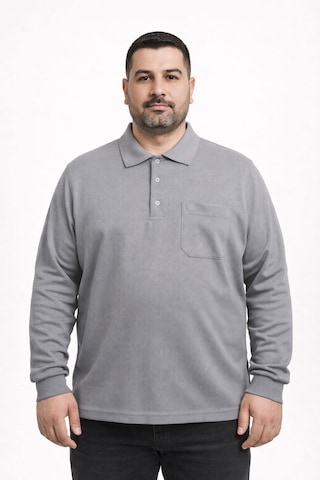 Classics Men Simenti Büyük Beden Erkek Polo Yaka Sweatshirt - 7564 Gri