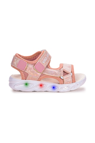 Kiko Kids 133 Hologram Işıklı Kız Çocuk Cırtlı Sandalet Ayakkabı Beyaz