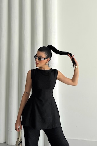 Etiler Collection Jakar Keten Kolsuz Bluz-pantolon Tk - Siyah Siyah