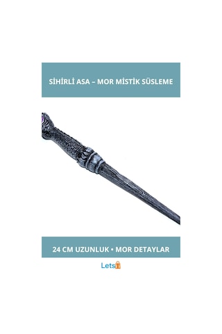 Polyester Sihirli Asa 24 Cm Mor Detaylı Cosplay Dekorasyon 1 Adet