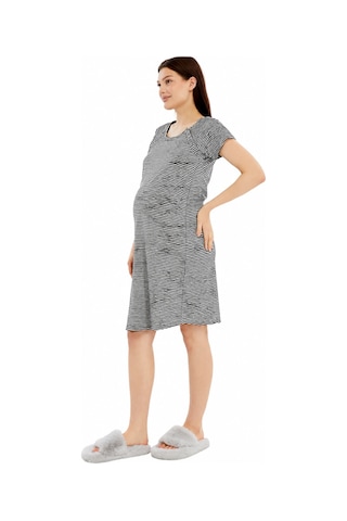 Luvmabelly Myra9585 Yandan Çıt Çıtlı Hamile Geceliği Siyah