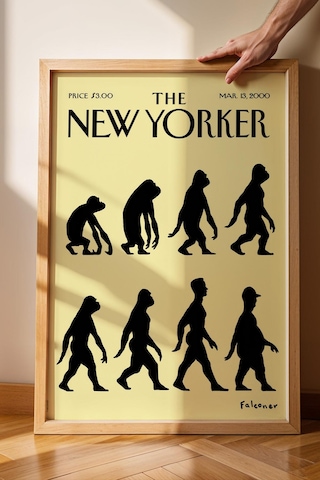 The New Yorker Çerçeveli Tablo March 13 2000 - Amerikan Erkeğinin Evrimi Tablosu
