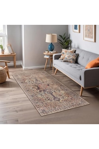 Vanessa Kadife Kaymaz Pamuk Tabanlı Yıkanabilir Antibakteriyel Salon Halısı 100x150 Diğer