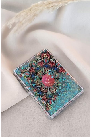 Ayna Makyaj Aynası Çanta Türk Bayrağı Sulu Model Cep El Seyehat Taşınabilir Ayna Pullu Kozmetik Çok Renkli