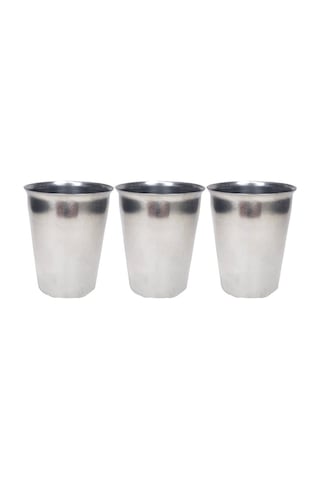 3 Adet Paslanmaz Çelik Krom Bardak 9 X 7,5 X 5,5cm Metal