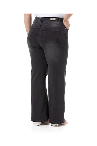 Disentis Büyük Beden Yüksek Bel Geniş Paça Antrasit Denim Pantolon-antrasit Antrasit