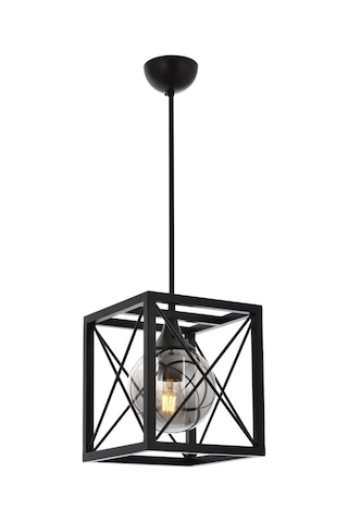 Avonni Av-60127-1Bsy Siyah Boyalı Modern Avize E27 Metal Cam 25X25Cm