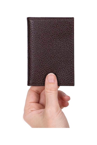 Bloominbag Bloomcard Verta Chestnut Brown Hakiki Deri Dikey Kartlık kahverengi