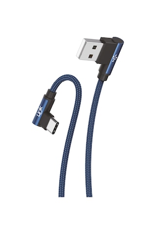 Linktech K594 Safe Type-C USB 90 Derece Şarj Kablosu Mavi
