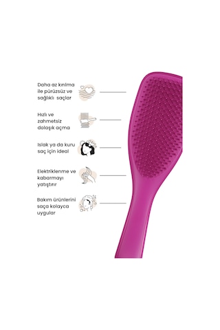 The Ultimate Detangler Electric Raspberry Eletriklenme Önleyici Koyu Pembe Saç Fırçası-tarak 10201-064-1