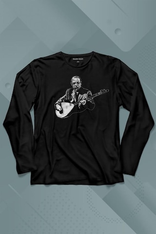 Neşet Ertaş Bozkırın Tezenesi Halk Müziği Bağlama Uzun Kollu Tişört Baskılı T-shirt 001