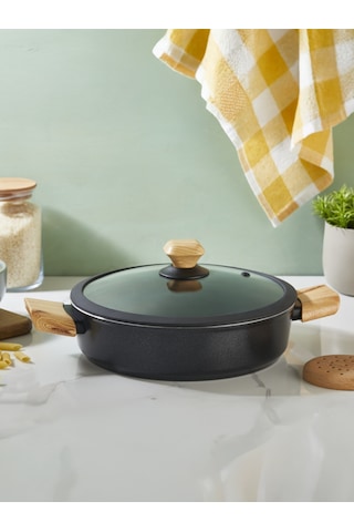 Auris 28 Cm Basık Tencere Siyah