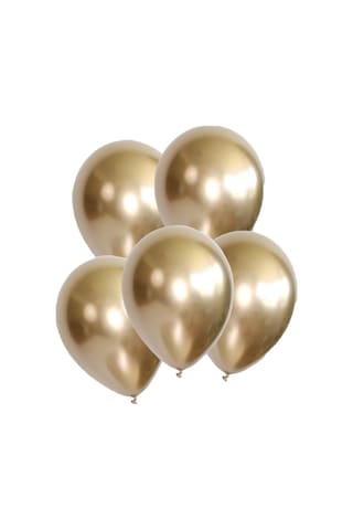 5 Ad Gold Altın Renkli Parlak Krom Metalik Aynalı Balon