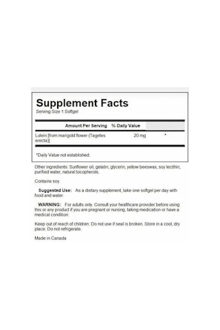 Lutein Eye And Vision Health 20 Mg 60 Softgels