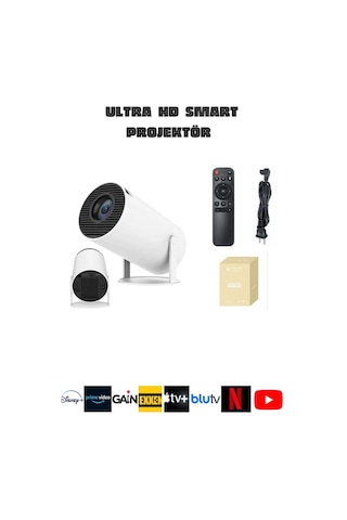 Taşınabilir Sinema Projeksiyon 720p Ev Sineması Bluetooth Android Akıllı Projektör
