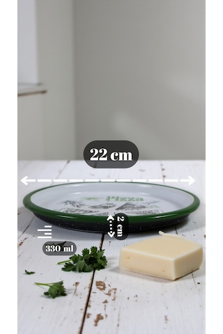 22 No Pizza Tabağı Tepsisi Supla Pasta Tabağı Servis Tabağı 22cm - Yeşil