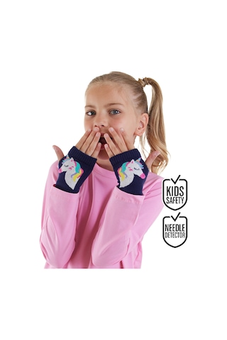 Denokids Unicorn Kız Çocuk Parmaksız Eldiven Çok Renkli