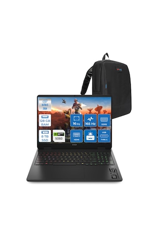 HP Omen Slim 16-AN0000NT BQ3Z2EAF54 Ultra 9-285H 128 GB 8 TB SSD 8 GB RTX5060 16" Dos Dizüstü Bilgisayar + Zetta Çanta