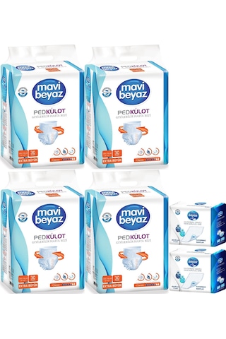 Mavi Beyaz Emici Külot Hasta Bezi L 120 Adet+ Yatak Koruyucu 60 A XL