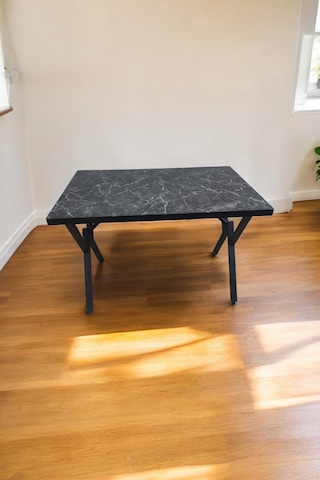 Perla Siyah Mermer Desenli Çok Amaçlı Mutfak Ve Çalışma Masası Siyah Mermer