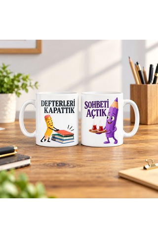 Kahveci.store Öğretmen Paydosu 2'li Porselen Kupa Seti - Model 807 22