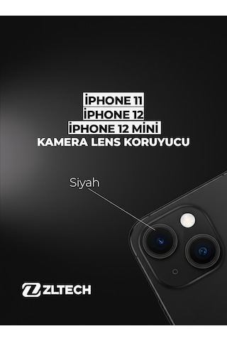 İphone 11/12/12mini Uyumlu Kamera Lens Koruyucu Siyah