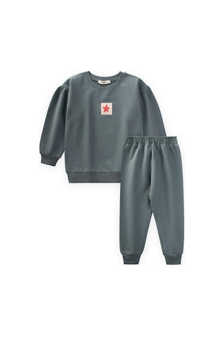 Cigit Etiket Detaylı Sweatshirt Takım 1-7 Yaş Çağla Yeşili Çağla Yeşili
