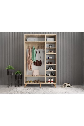 Monere Membran 3 Kapaklı Portmanto Montaj Dahil Meşe Beyaz 120 Cm