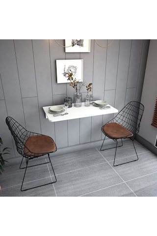 Asra Trend DMM-01 %100 MDF 90x50 cm Duvara Monte Katlanır Masa Mutfak Çalışma Masası Beyaz