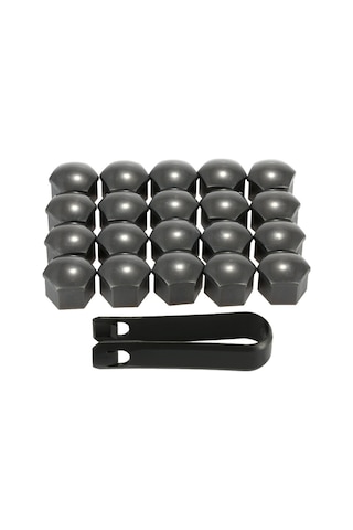 Xindoker Vw Audi Araç Jant Somun Koruyucu Kapağı 20 Adet + Çıkarma Aracı - Gri, 17mm İç Çap, 15mm Yükseklik, Paslanmaz Koruma